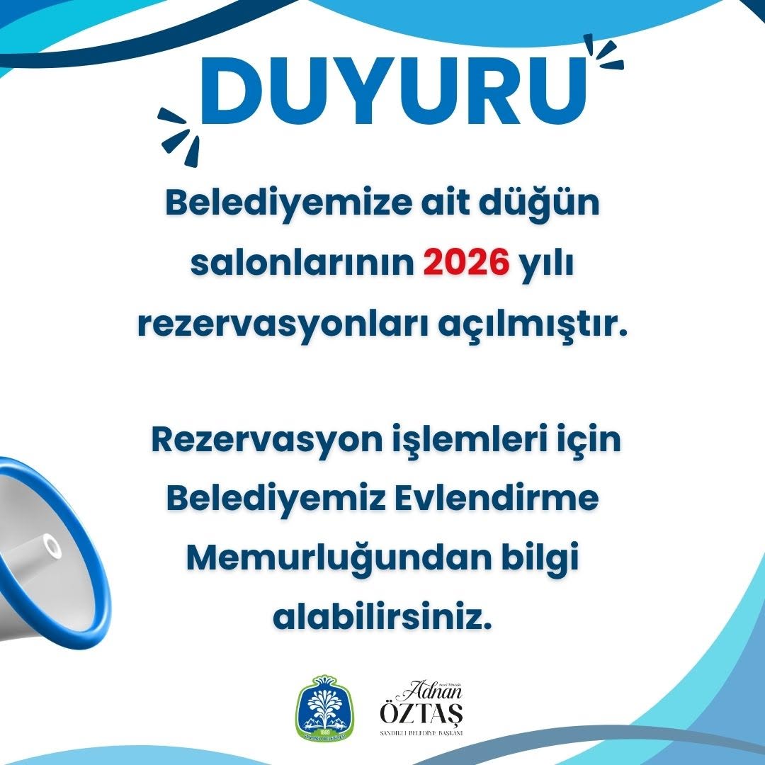 Sandıklı Belediyesi Düğün Salonlarının 2026 Yılı Rezervasyonları Açıldı