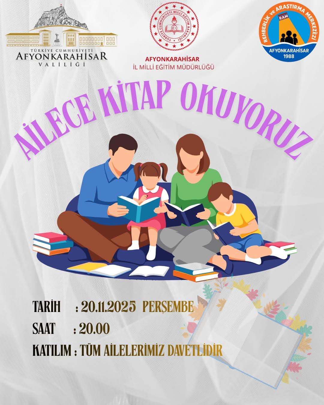 “Evde Kitap Okuyoruz” Etkinliği İçin Ailelere Davet: Huzurlu Aile, Güçlü Toplum Projesi Devam Ediyor